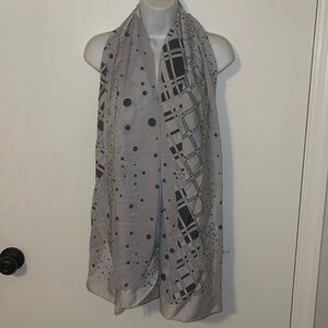 Middle eastern scarf grey/silver tones rectangles/dots